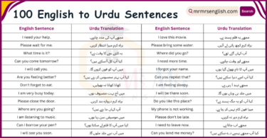 100 English Sentences with Urdu Translation with PDF Book