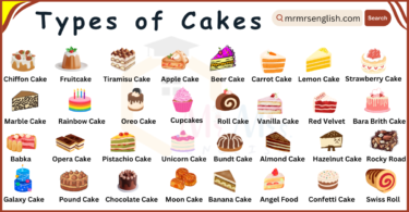 Different Types of Cakes Names in English