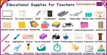 Educational Supplies Names for teachers in English