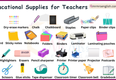 Educational Supplies Names for teachers in English