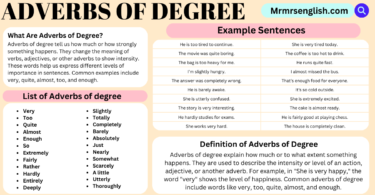 Adverbs of Degree with definition and Example Sentences