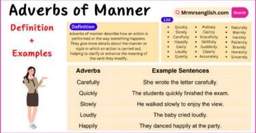 Adverbs of Manner Explained with Definition and Examples