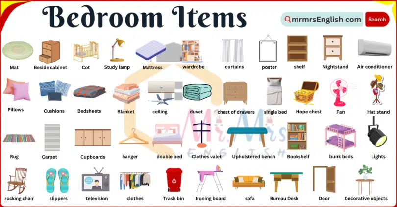 Bedroom Items Names in English