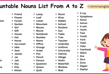 Countable Nouns List From A to Z | 500 Countable Nouns