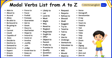 Modal Verbs List from A to Z | 500+ Modal Verbs in English