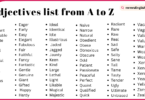 Adjectives list from A to Z | 500 Daily use of Adjectives in English