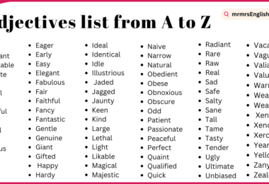 Adjectives list from A to Z | 500 Daily use of Adjectives in English