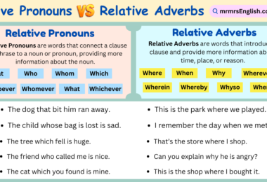 Relative Pronouns and Relative Adverbs with definitions, Examples