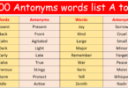 500 Antonyms words list A to Z in English and Pictures