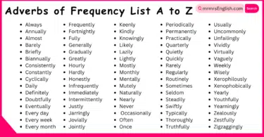 Adverbs of Frequency List A to Z 500 Frequency Adverbs