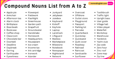 Compound Nouns List from A to Z | 500+ Compound Nouns