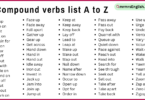 Compound verbs list a to z in English and images for daily use