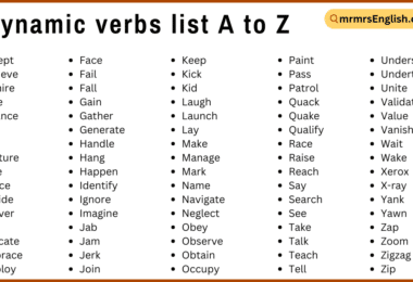 Dynamic verbs list A to Z Archives - MR MRS ENGLISH