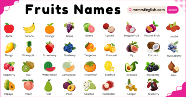 Fruits Names in English and their Pictures