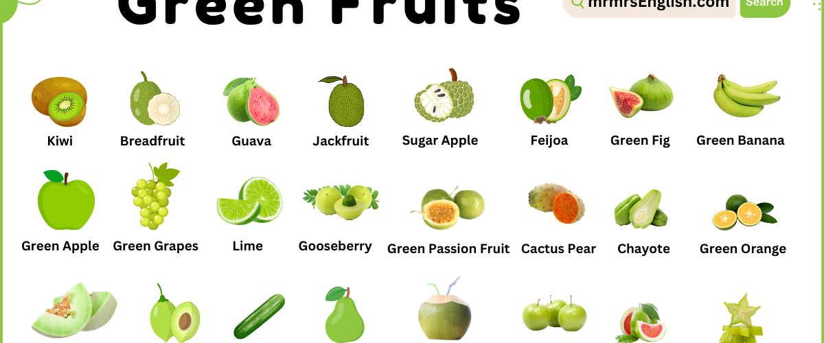 Green Fruits names in English and Their Pictures