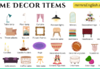 Home Decor Items names in English and Pictures