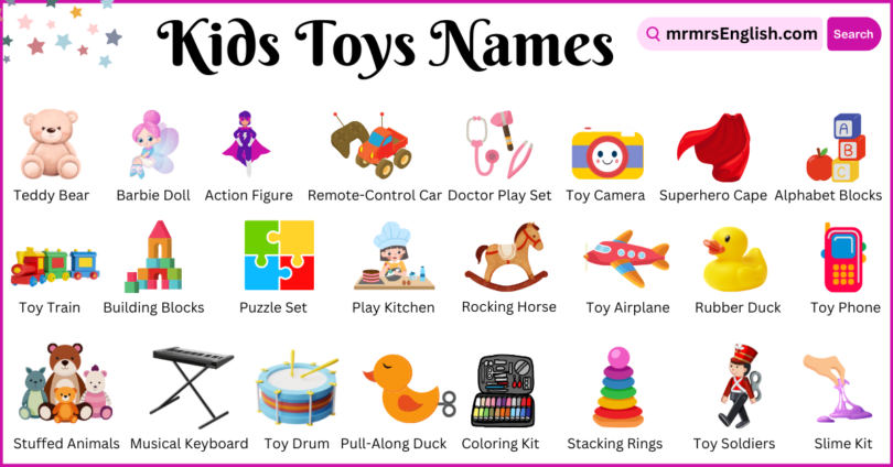 Kids Toys names in English with their Pictures