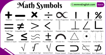 Math Symbols Names in English and Their Pictures