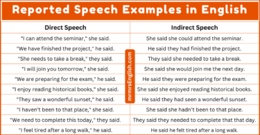 Reported Speech Examples in English and Pictures