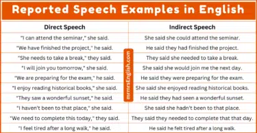 Reported Speech Examples in English and Pictures