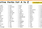 Transitive Verbs list A to Z in English