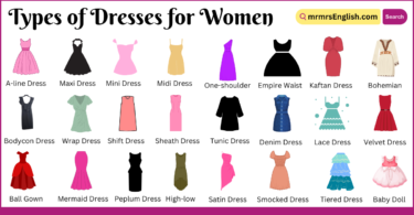 Types of Dresses for Women in English and Pictures