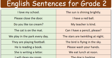 120 English Sentences for Grade 2 with Pictures