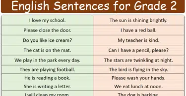 120 English Sentences for Grade 2 with Pictures