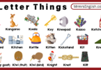 K letter Things Pictures and Names in English for kids