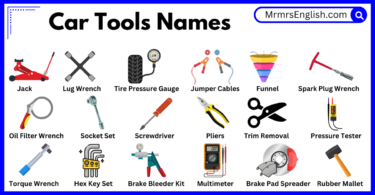 Car Tools Names in English with Their Pictures