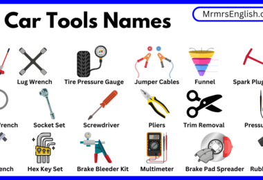 Car Tools Names in English with Their Pictures