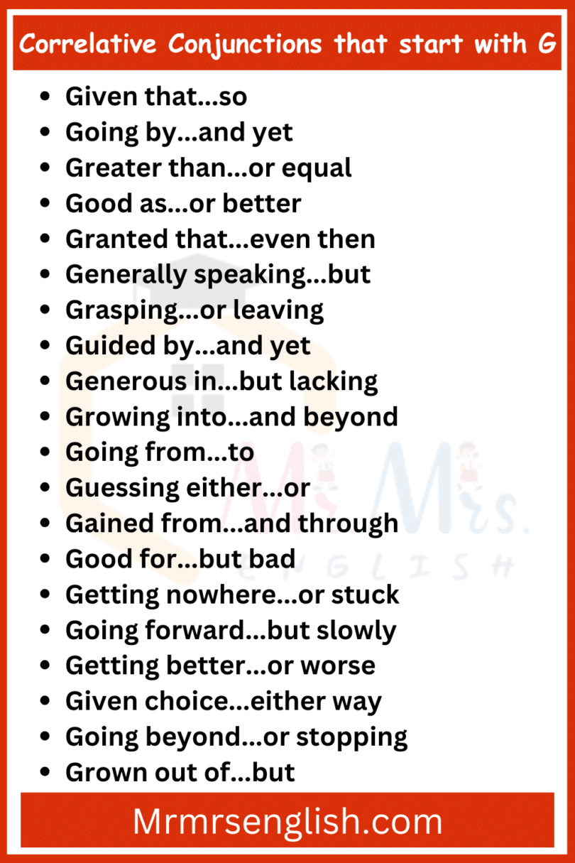 500 Correlative Conjunctions List from A to Z in English - MR MRS ENGLISH