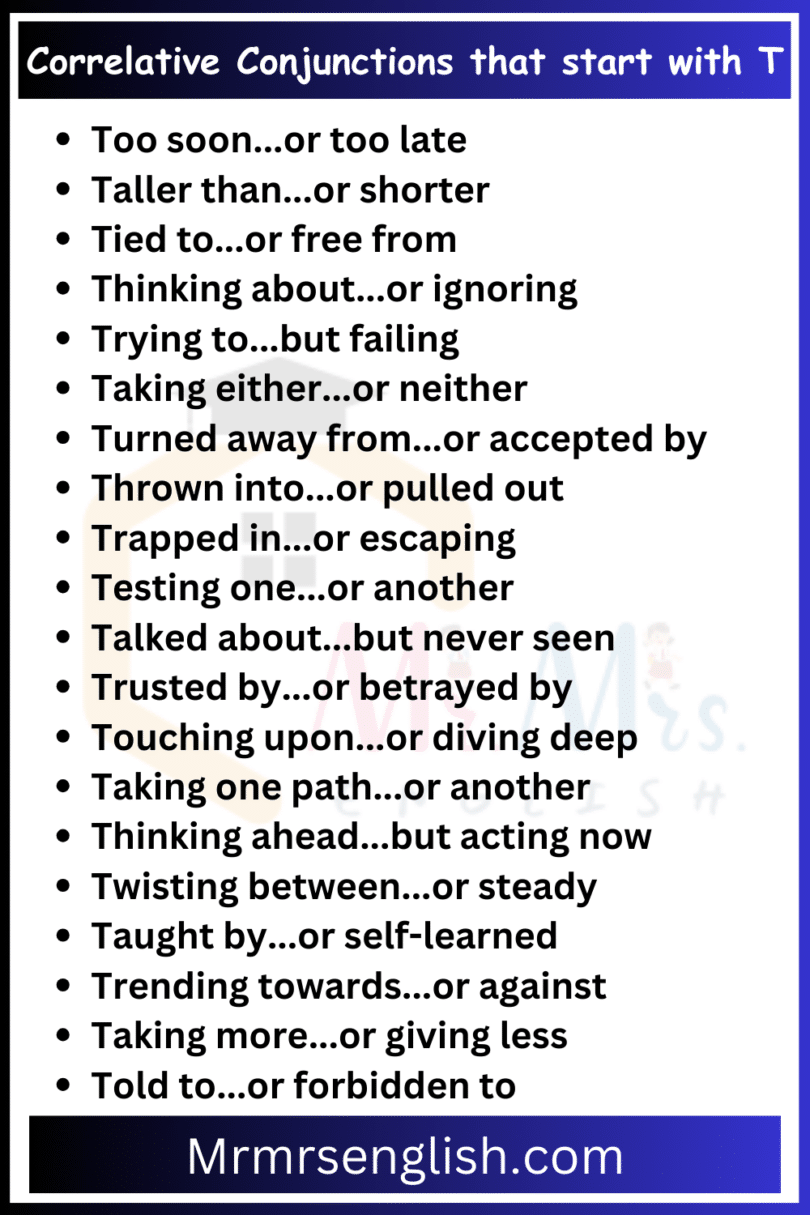 500 Correlative Conjunctions List from A to Z in English - MR MRS ENGLISH