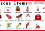 Rescue items names in English and their Pictures