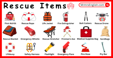 Rescue items names in English and their Pictures