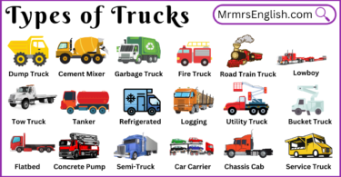 Types of Trucks Names in English with their Pictures