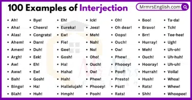 100 Examples of interjection in English and their images