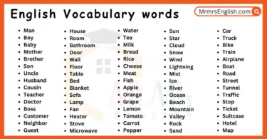 500 English Vocabulary words for daily use with Pictures