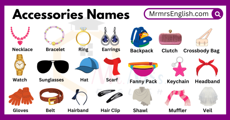 Different Accessories Names in English and Their Pictures - MR MRS ENGLISH