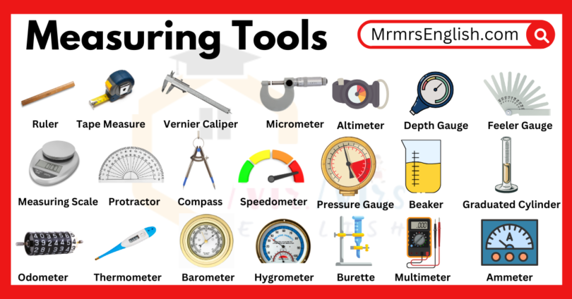 Measuring Tools Names in English with Their Pictures