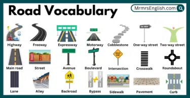 Road vocabulary words in English with Their Pictures