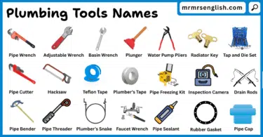 Plumbing Tools Names in English with Their Pictures