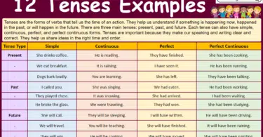 Tenses Examples in English with their Pictures