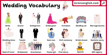 Wedding vocabulary words in English and their Pictures