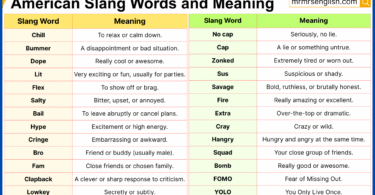 100 American Slang Words with Meanings in English and Pictures