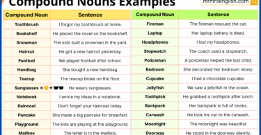 101 Compound Nouns in Sentences with Their Pictures