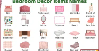 bedroom Decor items Names in English with their Pictures