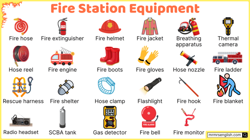 Fire Station Equipment Names in English with Their Pictures