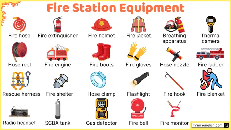 Fire Station Equipment Names in English with Their Pictures