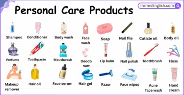 Personal Care Products Names in English with there Pictures